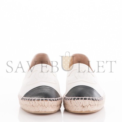 CHANEL LAMBSKIN ESPADRILLES WHITE BLACK G29762